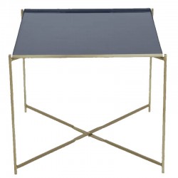 Table d'appoint carré bleu/doré
