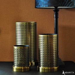 Lanterne métal avec socle doré