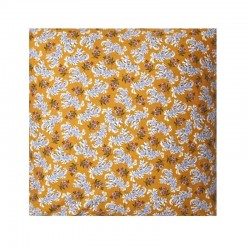 Housse de coussin coton fleuri jaune