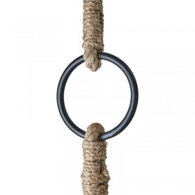 balançoire bohème en bois, corde et anneaux métal