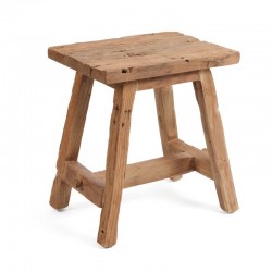 Tabouret Shoji en Bois de Teck Recyclé | Naturel | Bazar Bizar | Abanita Taille L : 40 x 30 x 46 cm