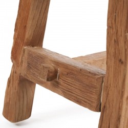 Tabouret Shoji en Bois de Teck Recyclé | Naturel | Bazar Bizar | Abanita Taille L : 40 x 30 x 46 cm