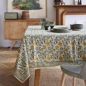 Nappe jaune boheme block print rectangle 250 cm