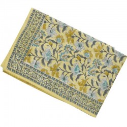 nappe indienne block print bleu/jaune