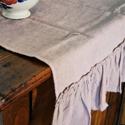 Chemin de Table Lin | avec Volants | Art de la Table | Abanita.fr Coloris naturel