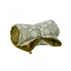 Edredon, bout de lit ou sofa cover fleuri vert bohème