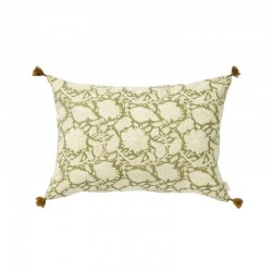 Housse de coussin bohème fleurie verte Bonheur du Jour