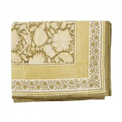 nappe indienne block print bleu crème/kaki