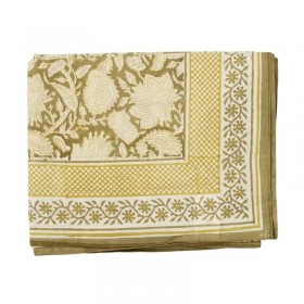 nappe indienne block print bleu crème/kaki