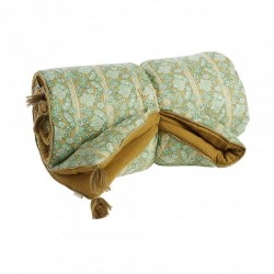 Edredon, bout de lit ou sofa cover fleuri vert bohème