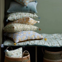 Housse de coussin fleurs indiennes vert Bohème