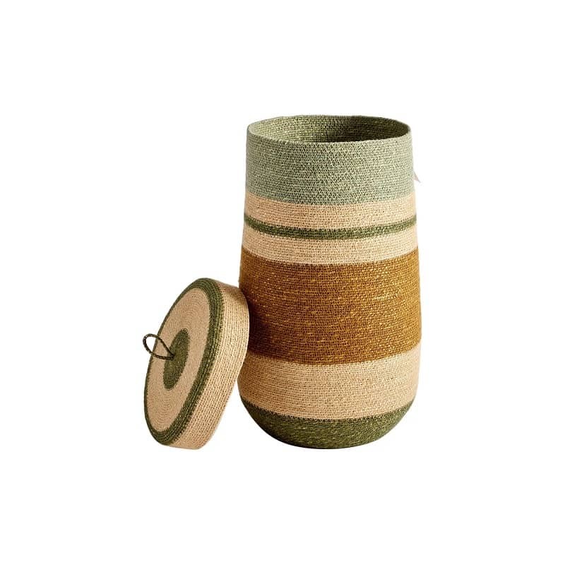 grand panier à linge bohème avec son couvercle